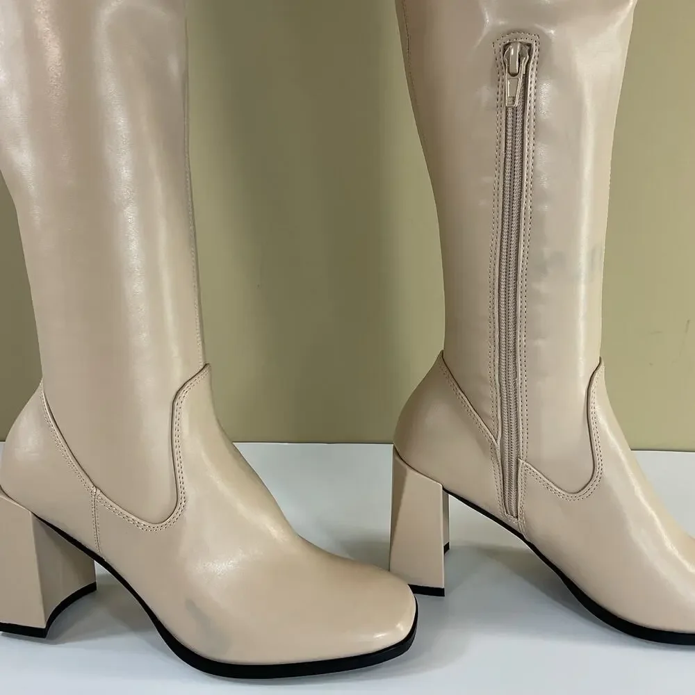 NEW Open Edit Women’s Briar Over the Knee Boots Beige Size 6M